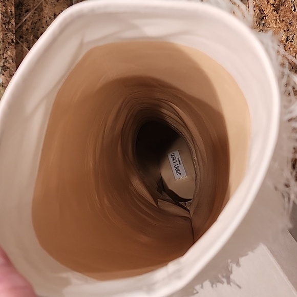 NIB Jimmy Choo White Magalie 100 Fringed Leather High Block Heel Boots - SZ 40.5 - Picture 17 of 17